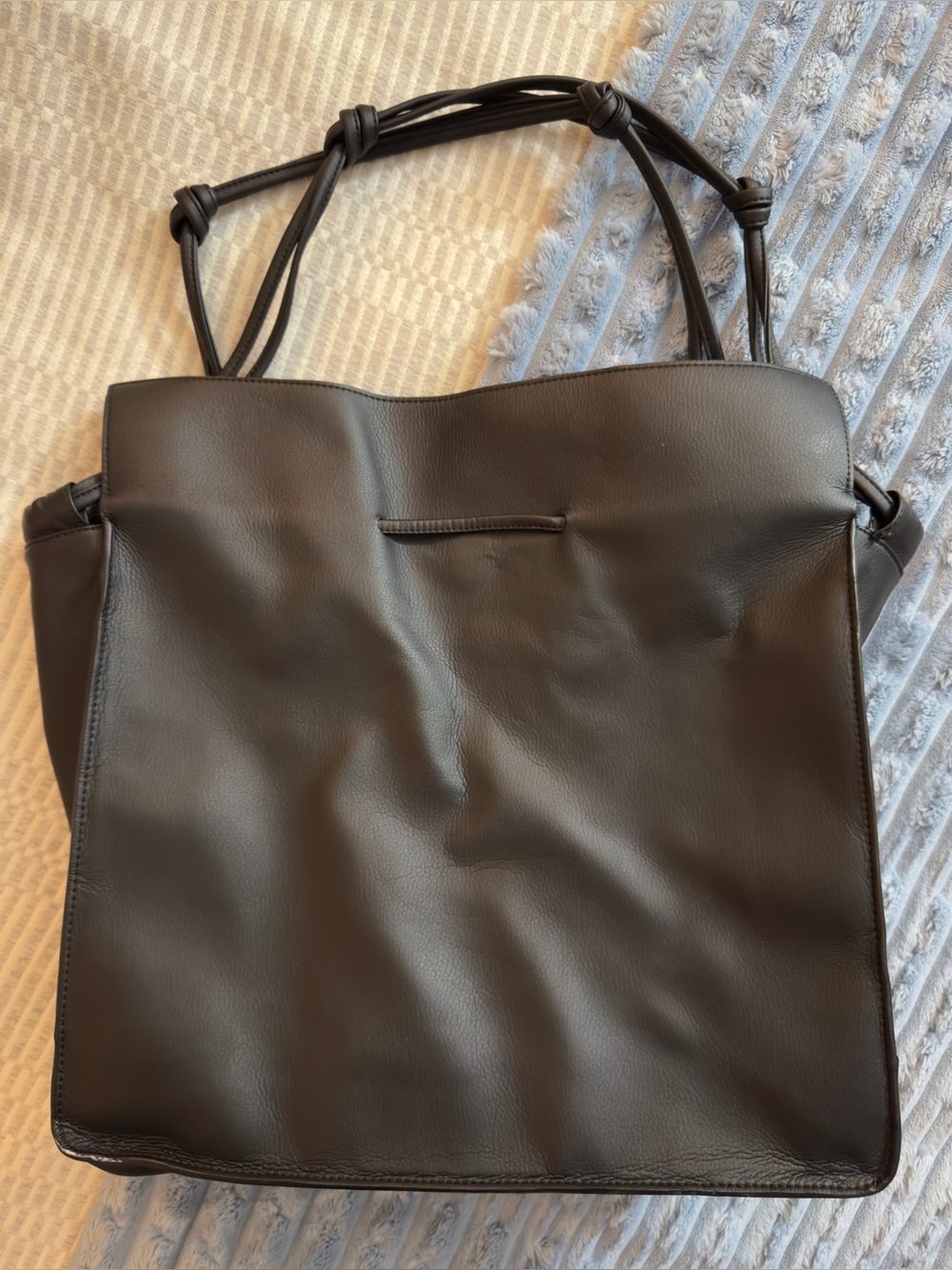 Von Holzhausen Vegan Leather Large Shopper Black Tote Bag | Made In Italy - Picture 2 of 7